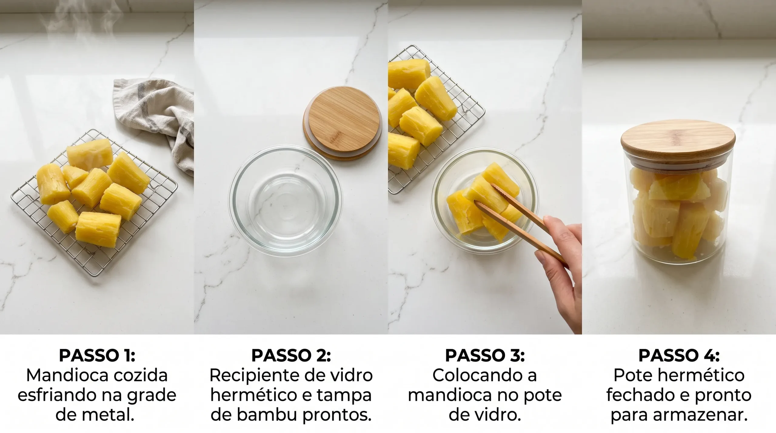 como guardar mandioca cozida na geladeira passo a passo pote hermético