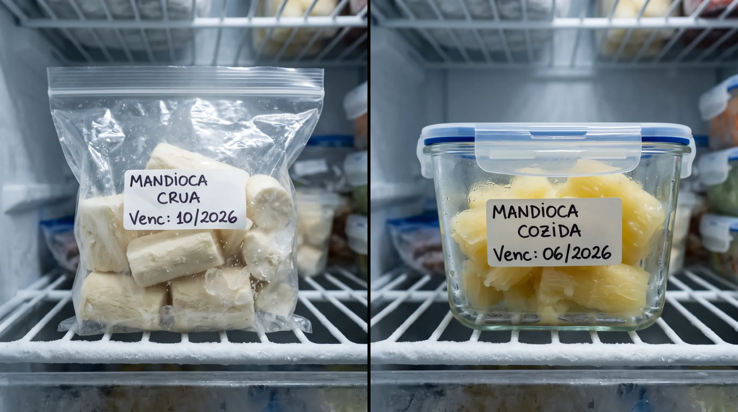 comparação congelar aipim cru ou cozido vantagens e desvantagens