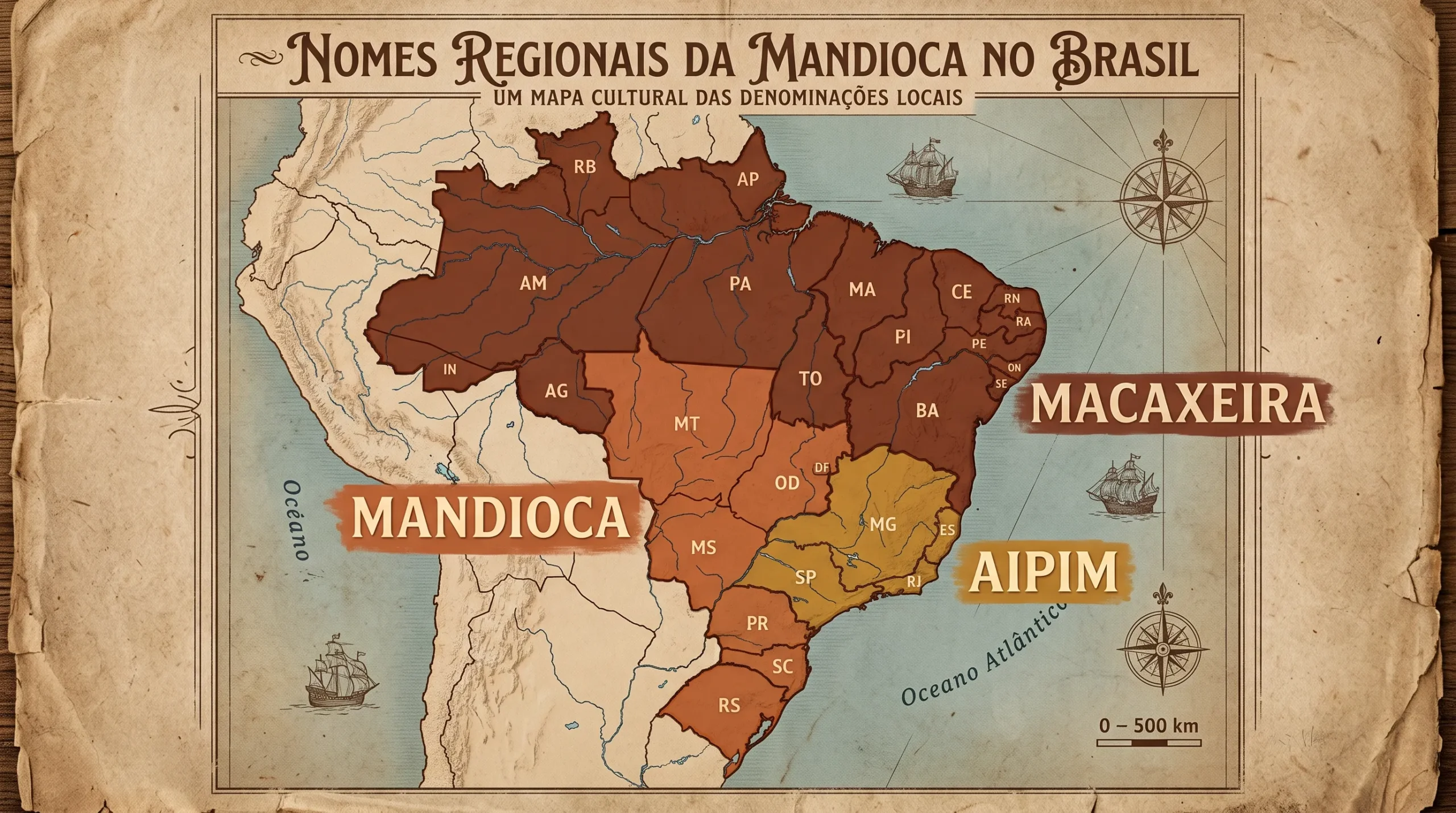 mapa do brasil regioes onde se chama mandioca aipim e macaxeira