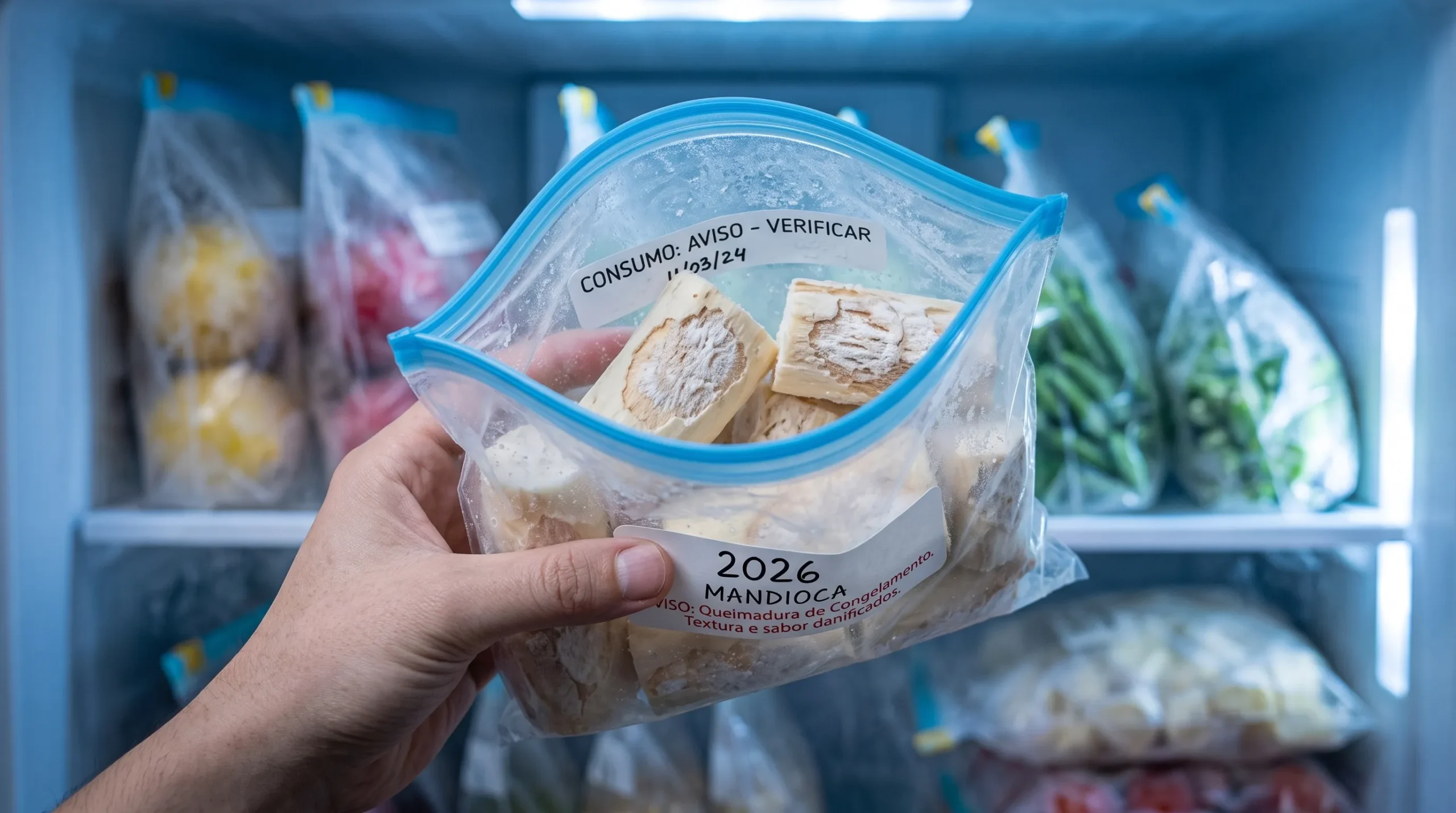 erros ao congelar aipim queimadura freezer embalagem inadequada