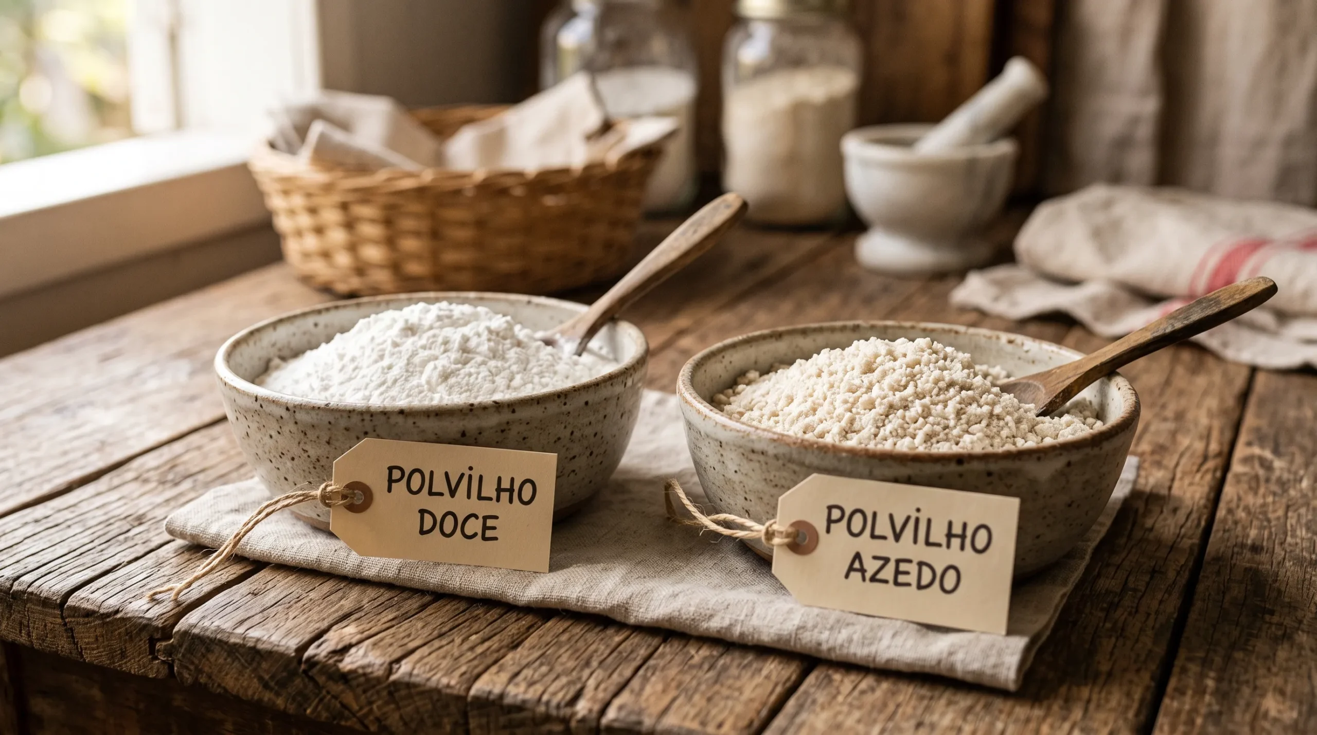 diferença técnica polvilho doce e azedo textura absorção fermentação