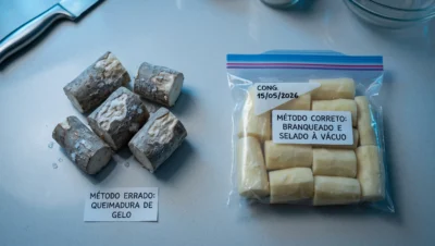 erros ao congelar mandioca textura borrachuda queimadura freezer