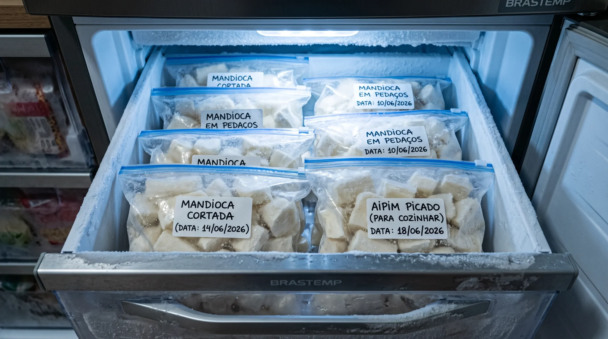 mandioca crua congelada no freezer quanto tempo dura validade etiqueta data